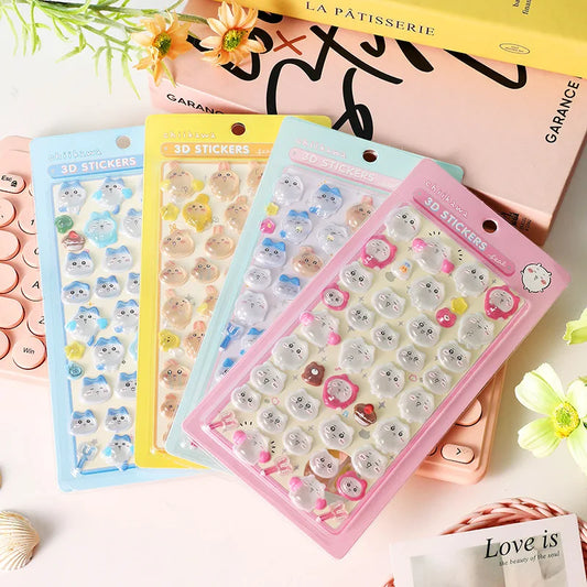 3D Relief Stickers Aesthetic Stickers Cute Scrapbooking DIY Journaling Decal Cartoon Seal Stickers School Kids Gift ボンボン ドロップ