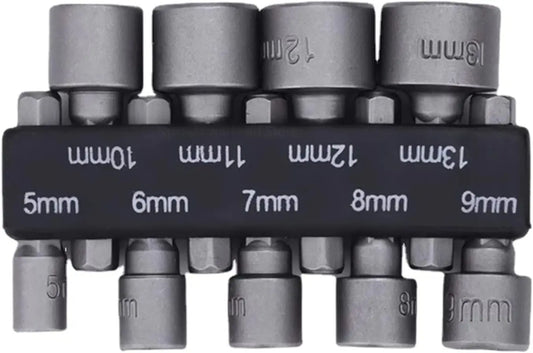 9pcs/set 5mm-13mm Hex Sockets Sleeve Nozzles Nut Driver Set Screwdriver Set Schroevendraaier Set Bits Sets Tools Socket Wrenc