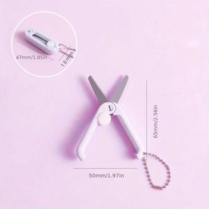 1pc Mini Portable Folding Scissors Creative In Pastel Colors Stainless Steel Paper Cutting Art Projects Office School Supplie