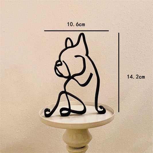 Dog Art Sculpture Metal Dog Abstract Minimalist Art Iron Figurines Office Desktop Accessories For Home Decoration Cute Miniat