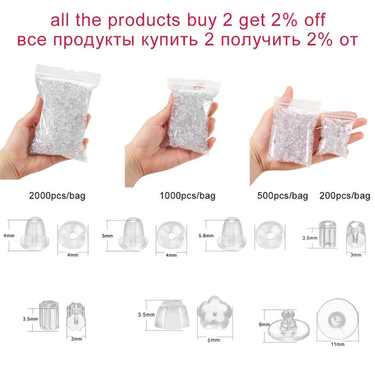200-2000pcs Soft Silicone Rubber Earring Back Stoppers for Stud Earrings DIY Earring Findings Accessories Bullet Tube Ear Plu