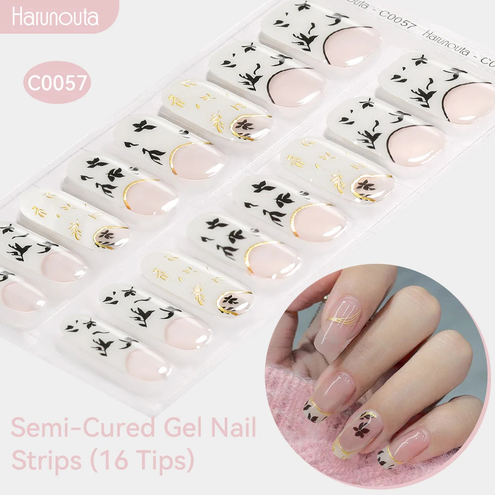 Gradient Auroras Semi Cured Gel Nail Strips Sparkly Shinning DIY Gel Polish Stickers for Nails Works with UV/LED Nail Lamps -