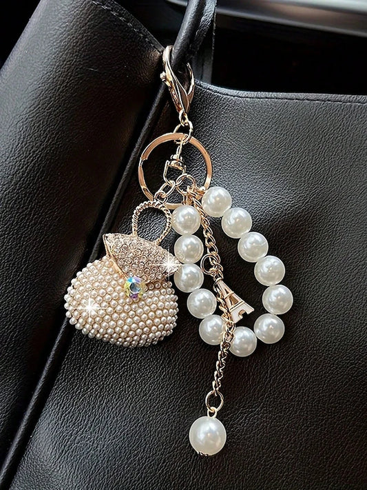 Korean Pearl Beads Diamond Studded Key Chain Advanced Exquisite Bag Pendant Holiday Gifts 