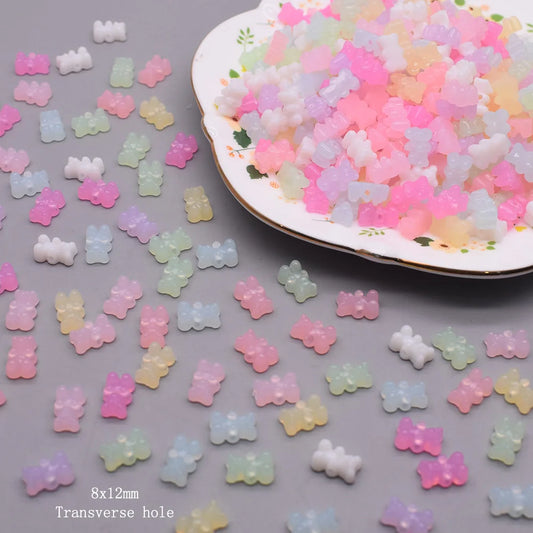 8x11mm 12x19mm Rainbow Colorful Cute Bear Acrylic beads for Jewelry Making Diy Bears Necklace Bracelet Earrings Gift Cross Ho