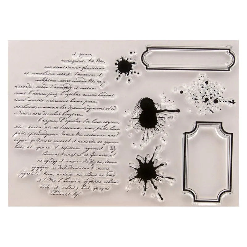 Handwriting Drop Ink Mark Art Scrapbooking Clear Stamps for Junk Journal Background Decoration Craft Supplies Paragraph Desig
