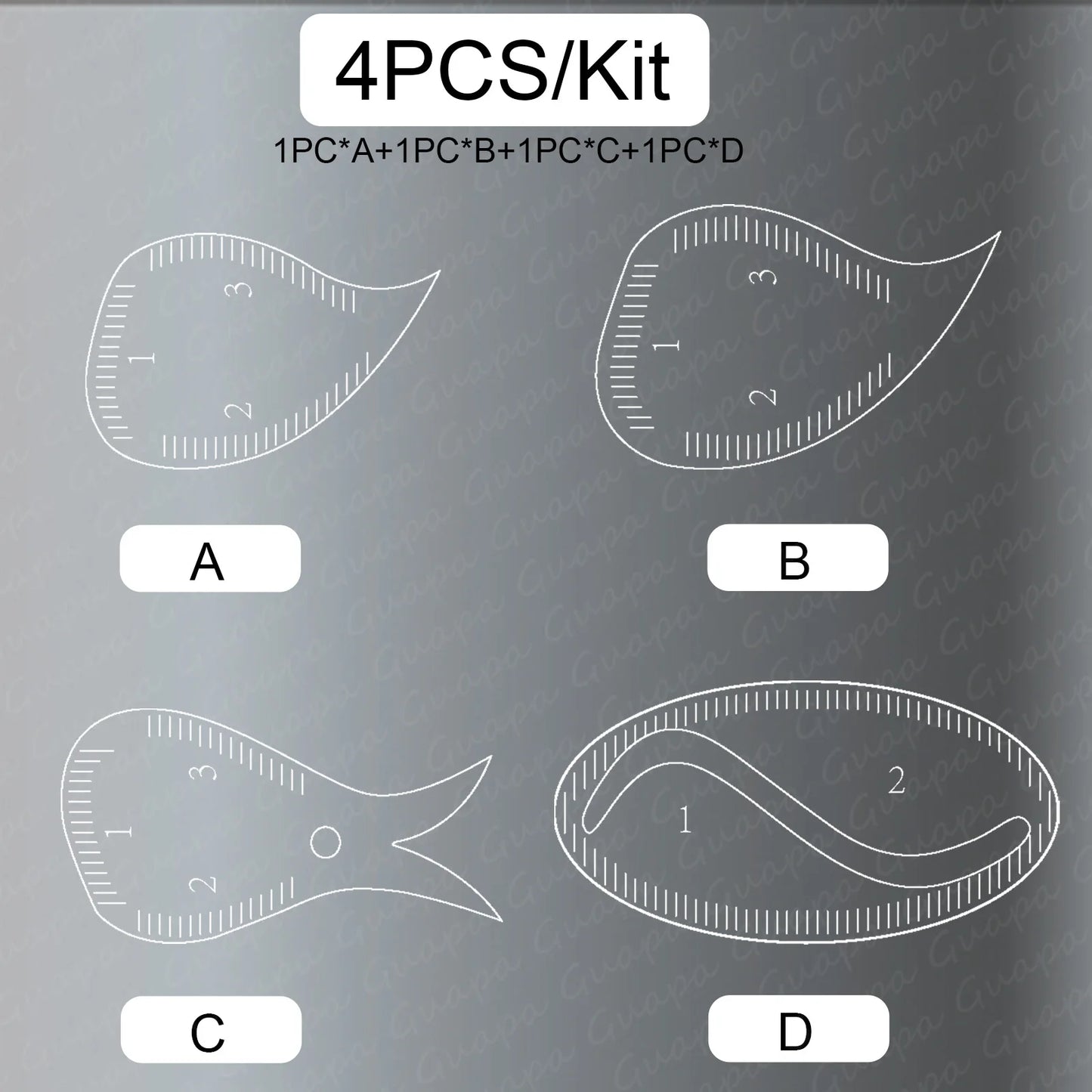 Tear Drop Arch Brow Mapping Tool Kit 1 Minute Brow Shaping Ruler Template Stencils Fast Drawing PMU Eyebrow Hairstroke Eyelin