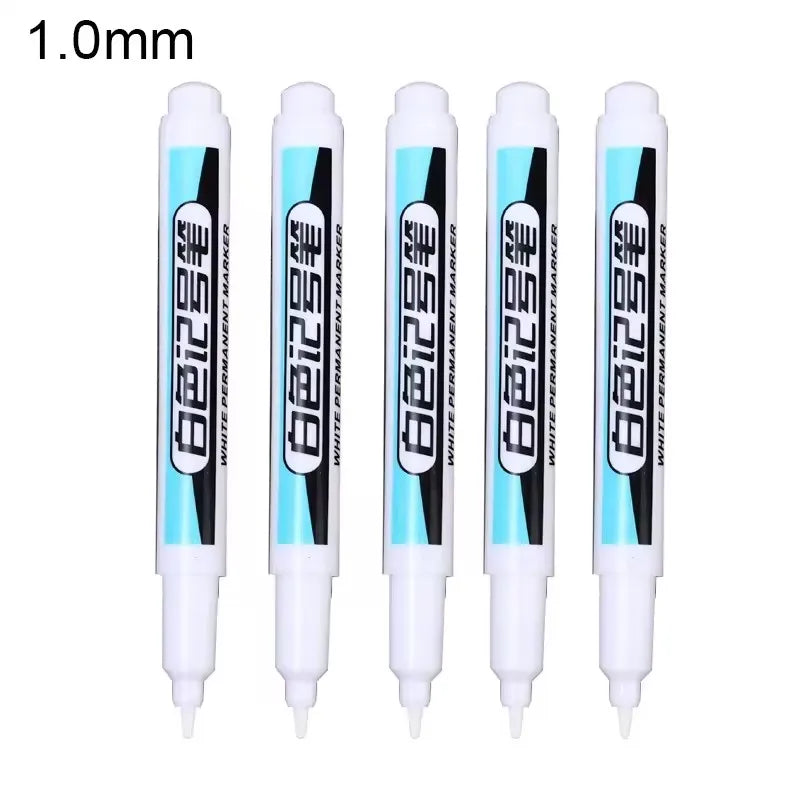 0.7/1.0/2.5MM White Permanent Marker Pens Markers Paint Pen For Wood Plastic Leather Glass Stone Metal Art Painting Supplies
