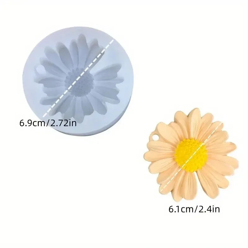 1pc 3D Daisy Flower Silicone Candle and Plaster Mold - DIY Resin and Clay Crafting Supplies - perforated