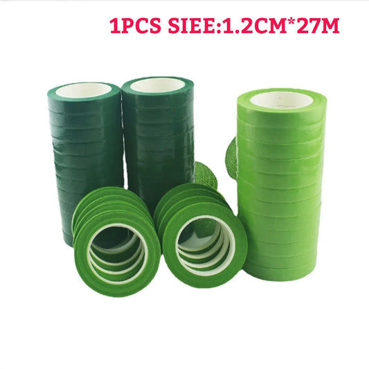 Green Flower Stem Sticks DIY Floral Material Handmade Wire Stem Floriculture Tape Self-adhesive Bouquet Floral Stem Paper Tap