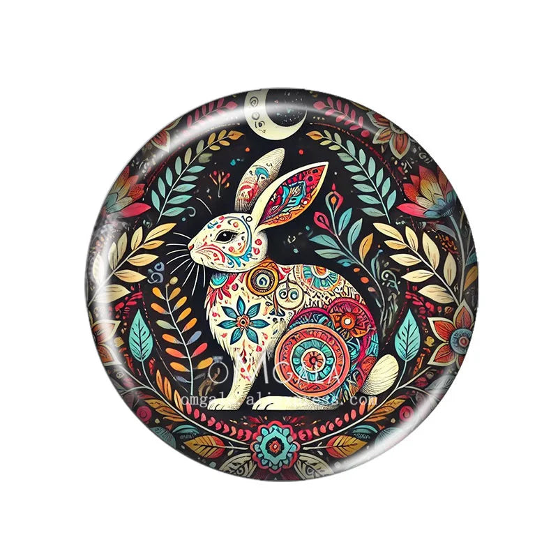 Folk Art Animals with Flower 10pcs Mixed 12mm/14mm/18mm/20mm/25mm/30mm Round photo glass cabochon demo flat back Making findi