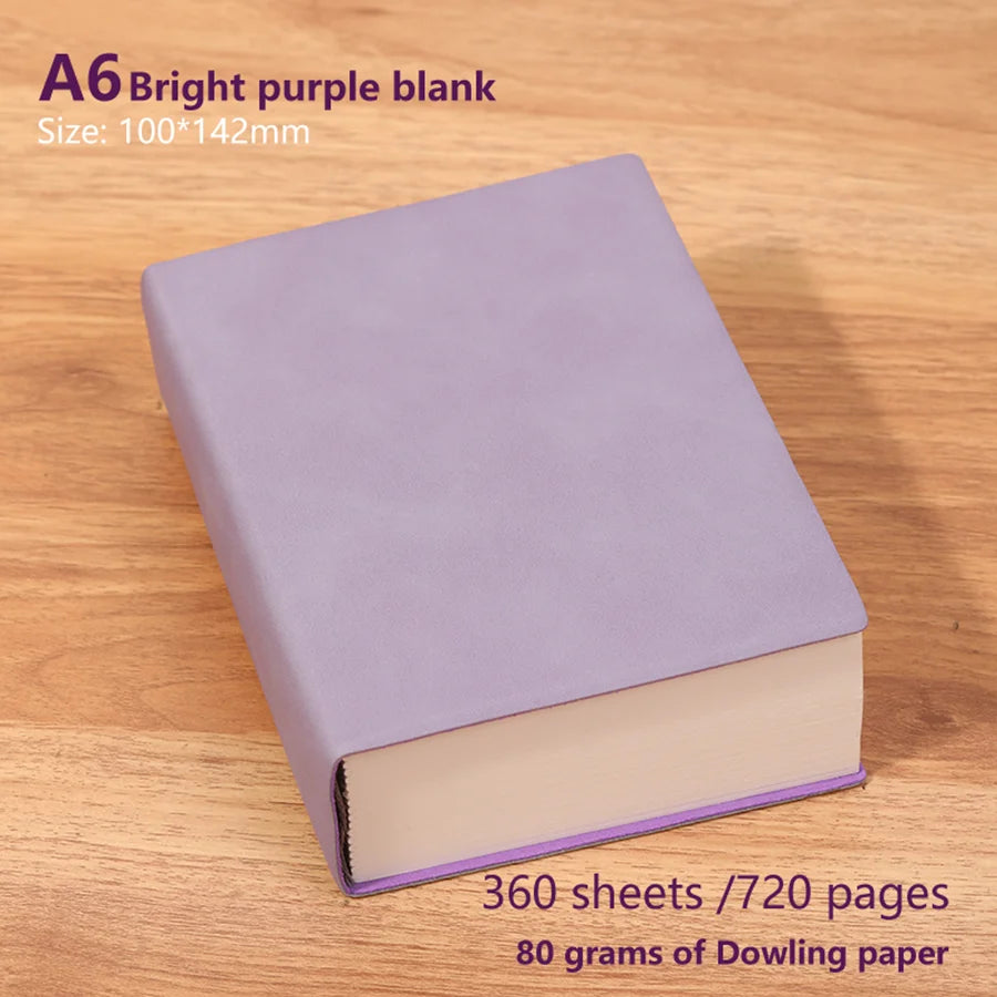 720 page blank inner notebook, soft synthetic leather surface, minimalist drawing book,ultra thick notebook, small and fresh