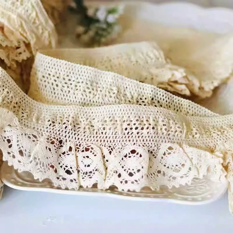 High quality crochet cotton fabric stretch lace DIY clothing cuff collar skirt trim girl doll hand-made dress sewing material