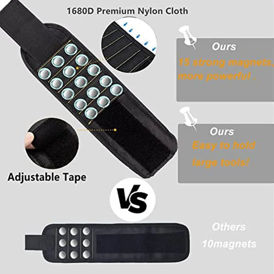 Magnetic Wristband for Holding Screws,Nails,Drilling Bits,Wrist Tool Holder Belts with Strong Magnets,Cool Gadgets for Men, w