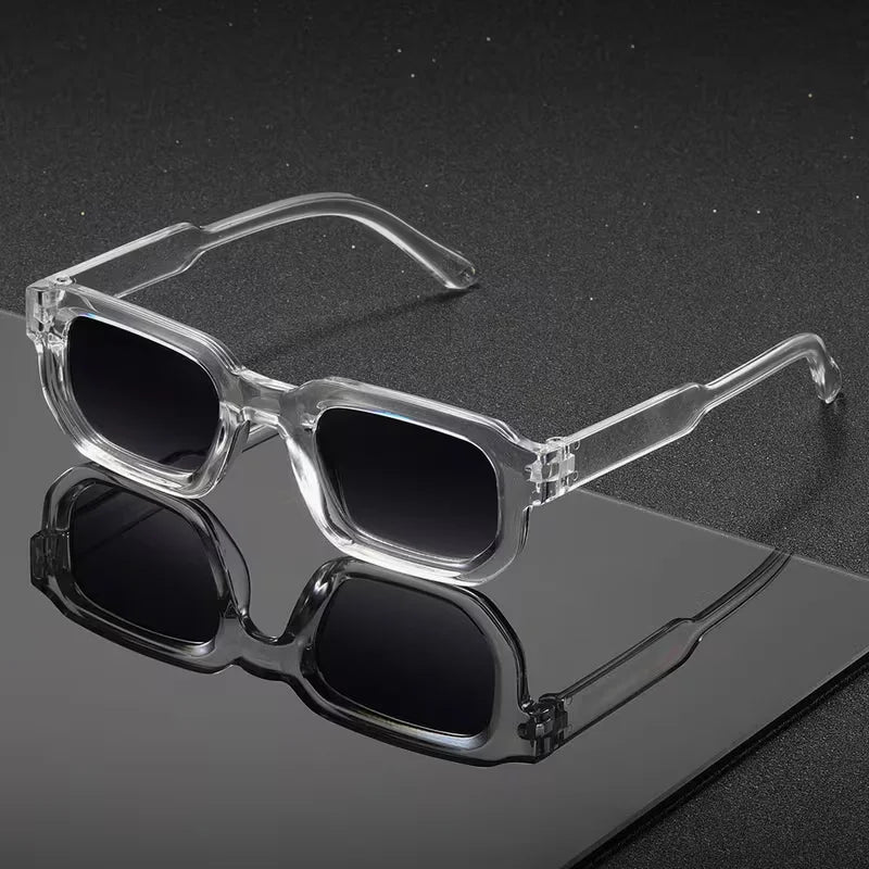 New Men Vintage Rectangle Frame Sunglasses Fashion Retro Sun Glasses Design Glasses UV400 Eyewear Women Goggles - GRAY