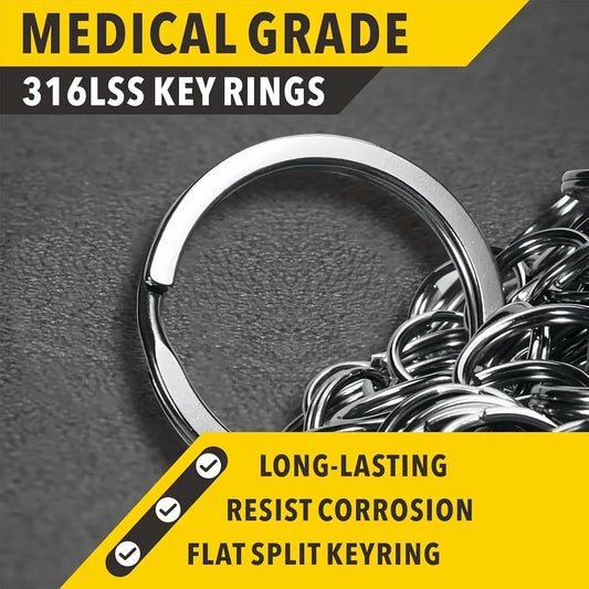 10-30pcs Stainless Steel Key Rings Polished Silver Round Flat Wire Split Key Ring for Jewellery Making Car Keyring DIY 25-35m