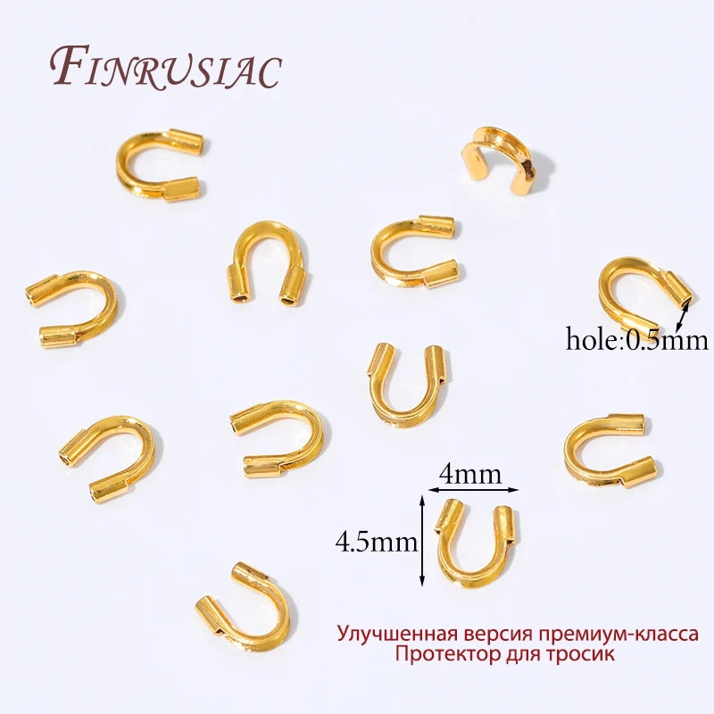 18K Gold Plated Protective End Caps (protectors) For Rope,Wire Protectors U Shape Clasps Connector For Jewelry Making Supplie