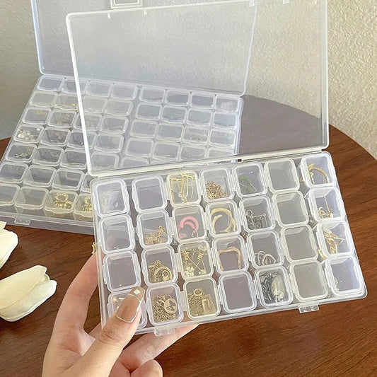 1PC 28/56 Transparent Jewelry Box Dust-Proof Earring Necklace Multi-Compartment Storage Box Hand Ring Delicate Jewelry Box
