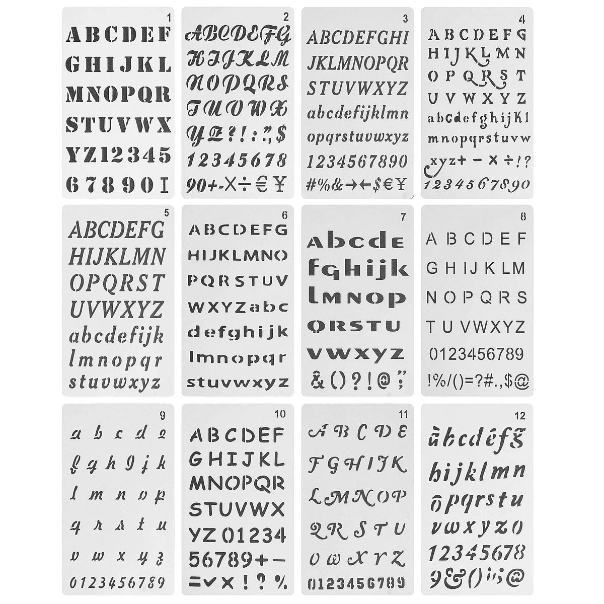 12Set English Alphabet Stencil Templates Art Letters Painting on Wood, Reusable Stencil Crafts Drawing Templates for DIY - 12