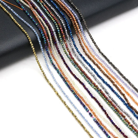 Natural Stone Beads Small Round Beads Mix Color Faceted Loose Spacer Beaded for Jewelry Making DIY Bracelet Necklace Accessor