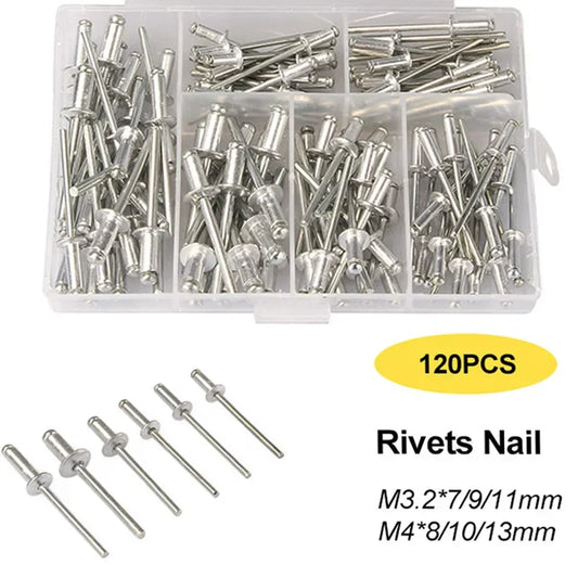 Heavy Duty Riveter Set Pop Rivet Gun and 120Pcs Blind Rivets Assortment Kit Hand Tools Rivet Nut Tool