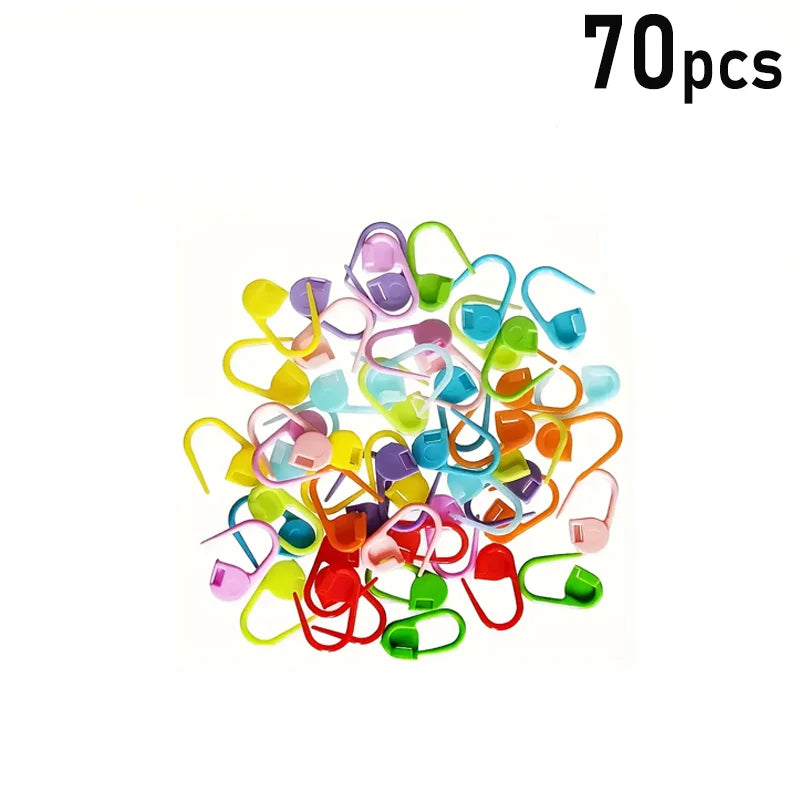 50/200/500pcs Knitting Crochet Tool, Locking Marking Buckle, Small Ring Pin, Sweater Counter, Plastic Counting Buckle - 70pcs