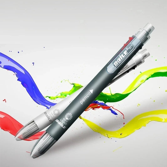 6 In 1 Multicolor Ballpoint Pens 5 Colors Ball Pen 1 Automatic Pencil With Eraser For School Office Writing Supplies Statione