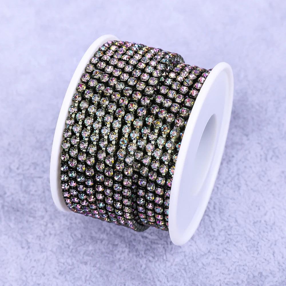 Crystal 10 Yard Rhinestones Trim Stone Cup Chain Gold Diamond Strass Decorative Applique Crystal Trimmings For Dresses - Rain