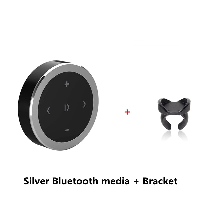 Mini Wireless Bluetooth-compatible Media Button Remote Controller Car - Sliver with Bracket