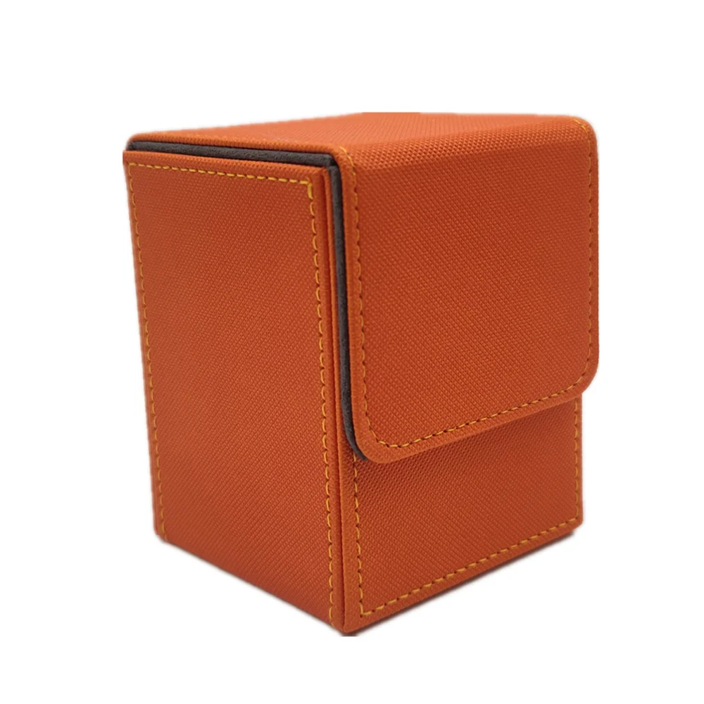 Card Fit For 100+Single Sleeved Cards , Leather Trading Commander Deck Box Compatible With Card Deck,Game Card Box - orange