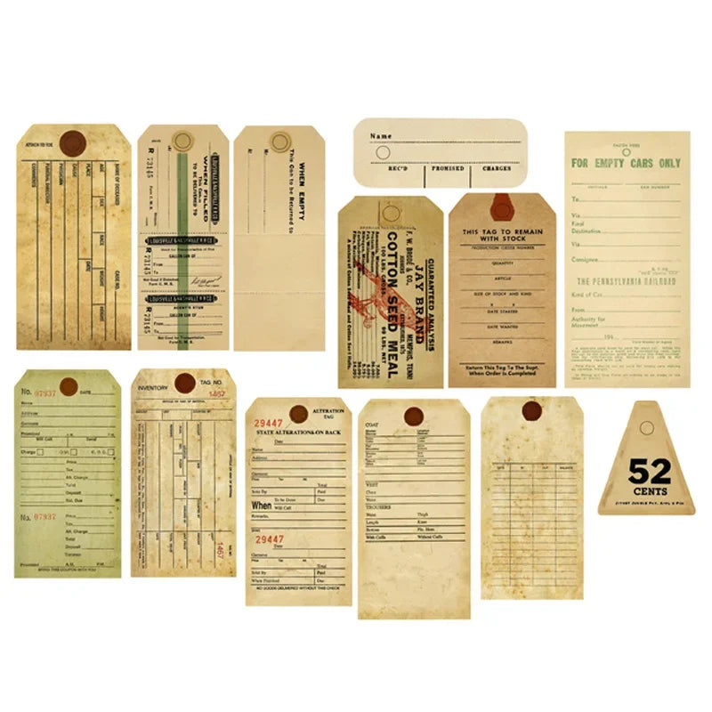 13 Sheets Retro Label Scrapbooking Material Stickers Junk Journal Decorative Vintage Stickers DIY Craft Scrapbooking Supplies