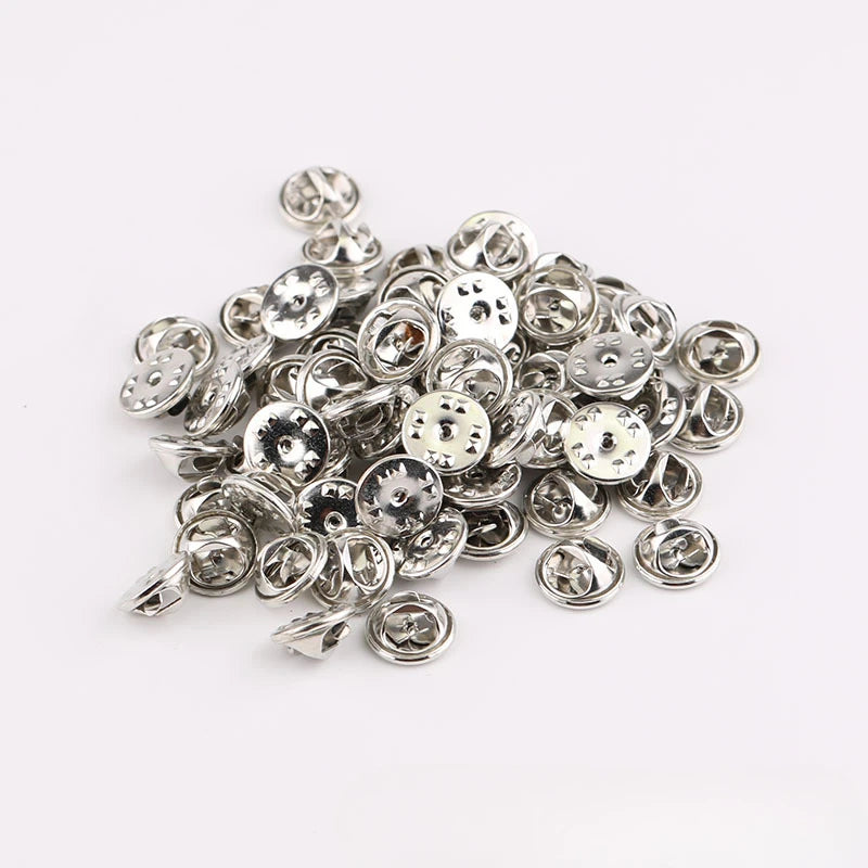 10 pieces/pack Safety Brooches Lock Locking Clasp Metal Pins Back Button Buckle Bulk Pin Keepers Brooch base Jewelry Accessor