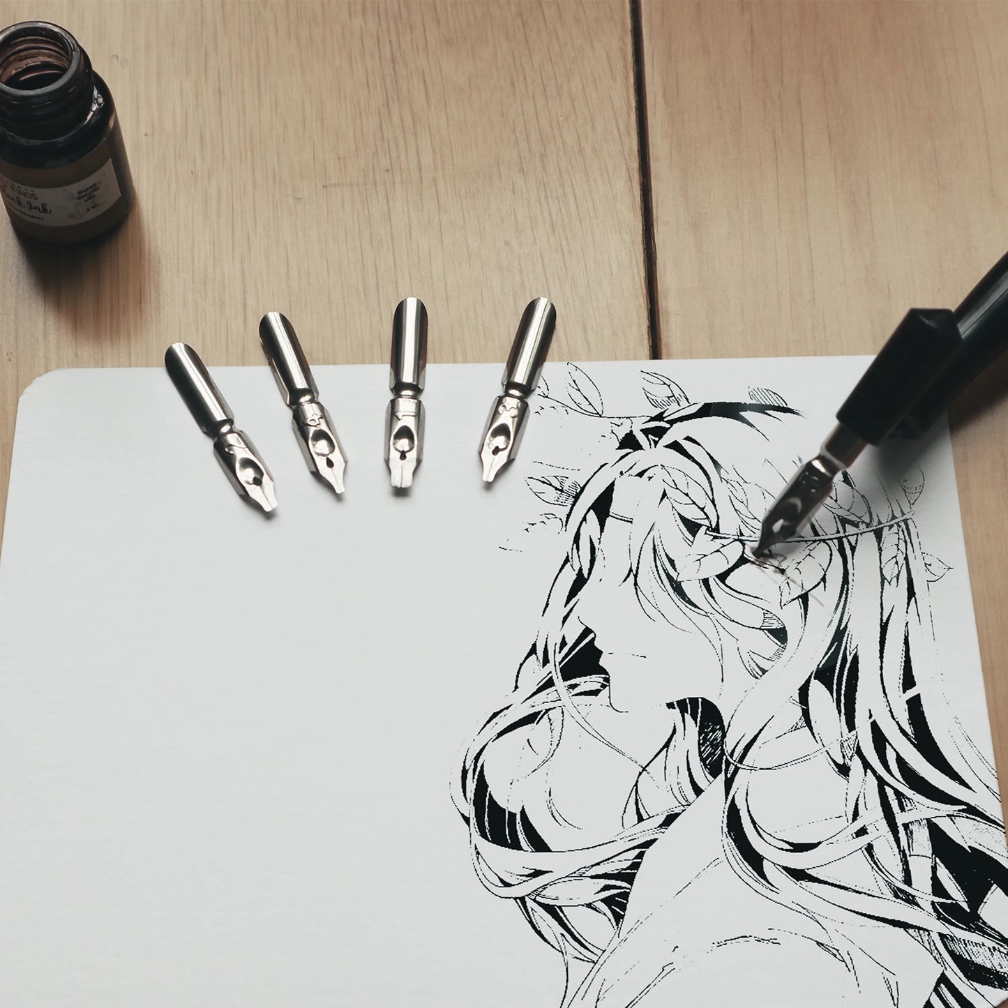 New Arrival Dip Pen Manga Calligraphy Dip Pen Holder+6 Nibs for Lettering Sketching Drawing Kit Fountain Pen Stationery Suppl