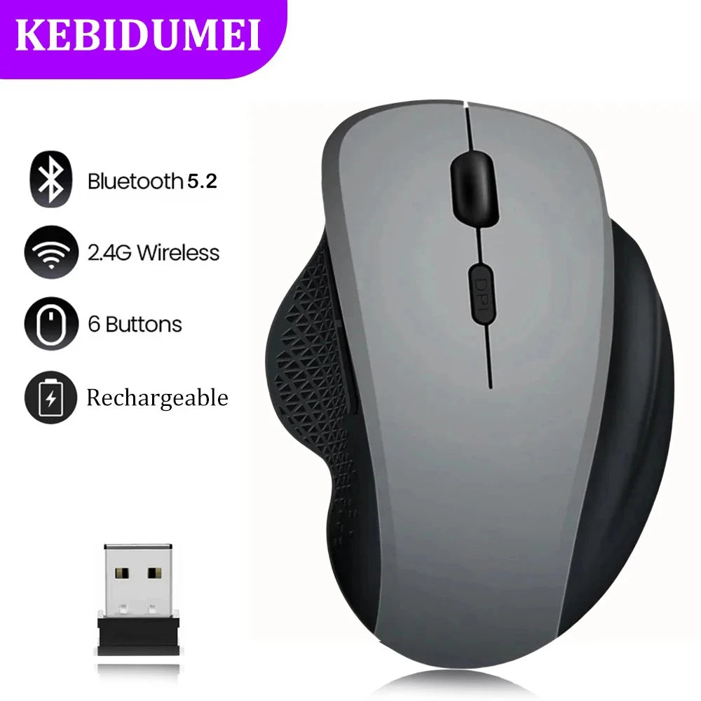 6 Button Ergonomic Mouse 2.4G Wireless Mouse Bluetooth Mouse 400mAh Rechargeable Gaming Mice 1600DPI Optical Mouse For PC Lap