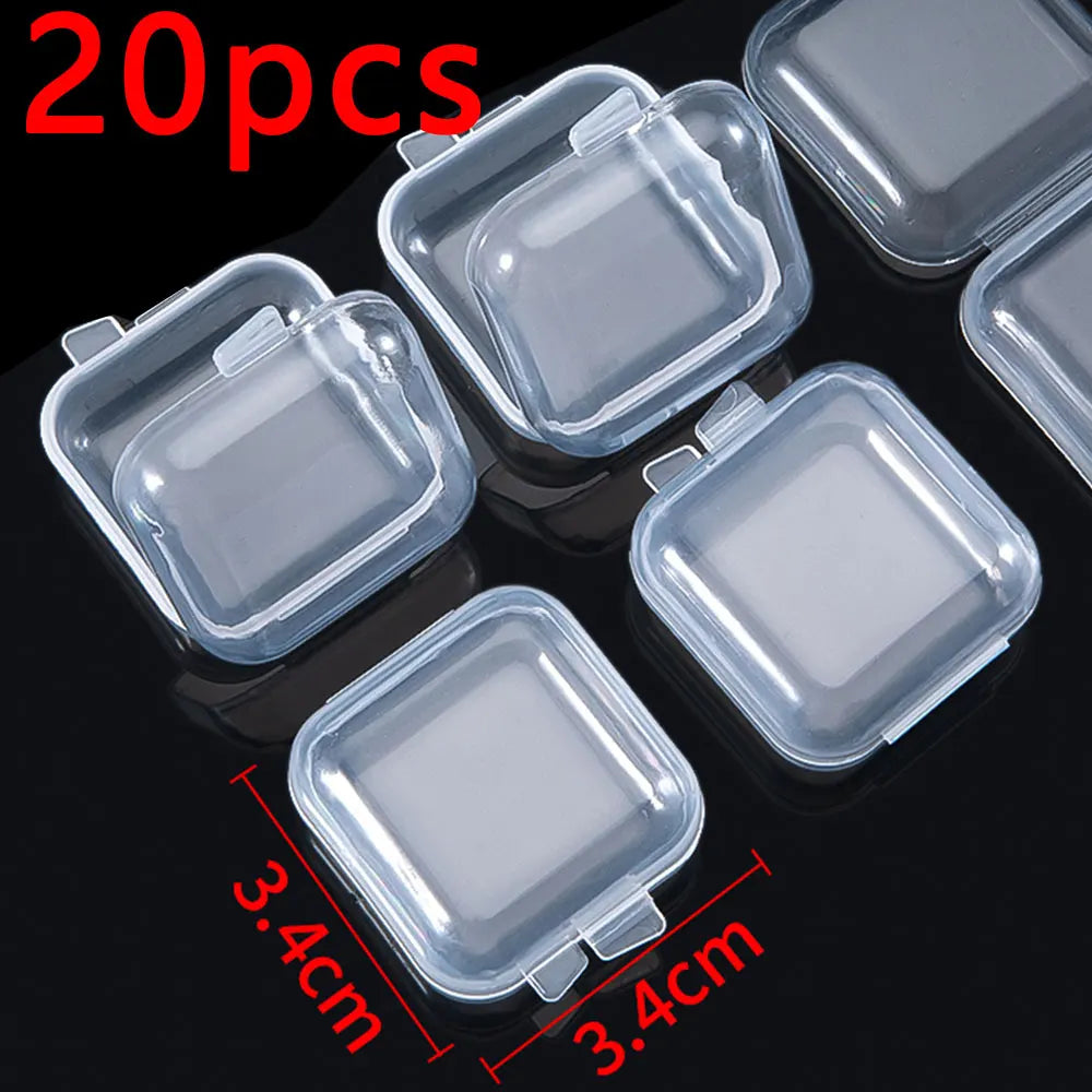 5/20PCS Mini Plastic Storage Box Transparent Jewelry Storage Box Container Portable Earring Ring Earplugs Packaging Storage C