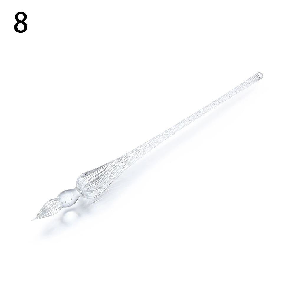Vintage Glass Dip Dipping Pen Art Painting Supplies Reusable Filling Ink Signature Calligraphy Fountain Pen - Type1-8