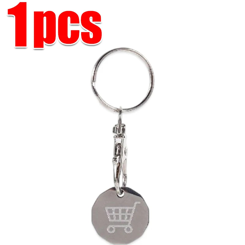 1-3Pcs New 2025 Cart Token Shopping Trolley Tokens Keychain Metal Ring Small Gofts Ornament Stainless Steel Coin Pendant - st