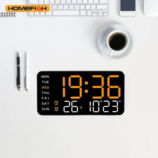 Giant Intelligent Digital Wall Clock|One screen to control time-temperature-date, home technology pulls full!