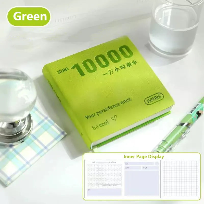 Self-Discipline Checklist Notepad Pocket Diary 10000 Hours Journal Notebooks Note Book Office School Supplies - Green