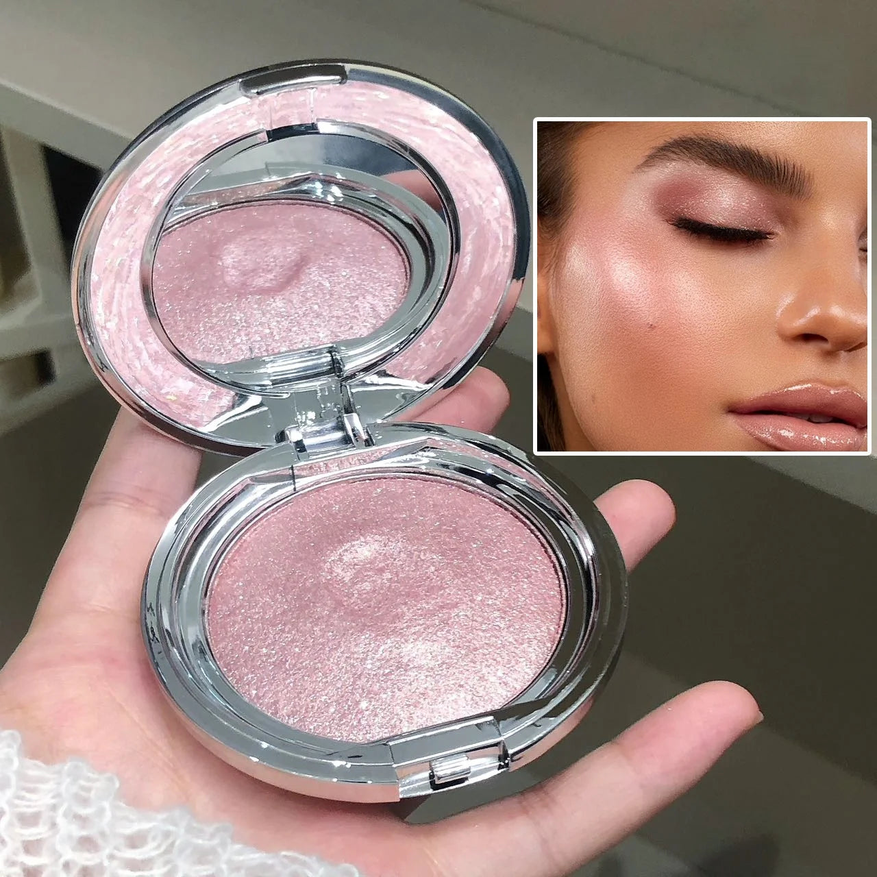 Monochrome Highlighter Cream, Facial Brightening, Diamond Sparkle, Shimmer, Pearlescent Mashed Potato Texture, Long-Lasting,
