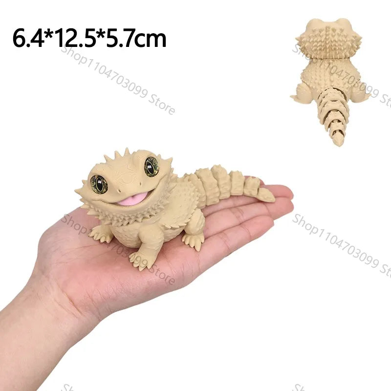 3D Printed Animal Figure Movable Joint Model Shark Bearded Dragon Dolphin Hermit Crab Ferret Raccoon Angler Fish Home Decor G