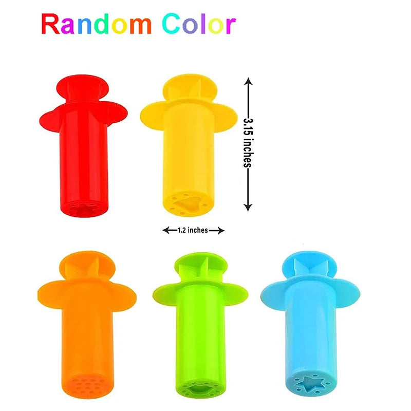 Clay and Dough Modelling Tools Kit Rollers Molds Cutters Plastic Assorted Designs Play Dough Extruders Tools Toy Set - 5pcs r