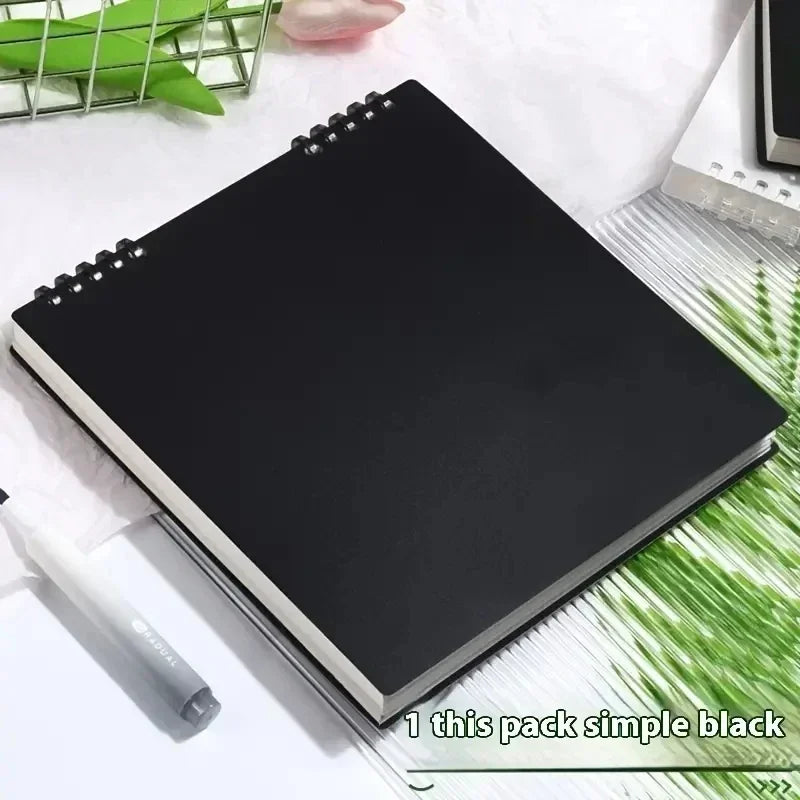 Grid Notepad B5 Sketch Book Notebooks Leaf Notebook Diary Flip Stationery Journal Writing Pads Office School Supplies - Black