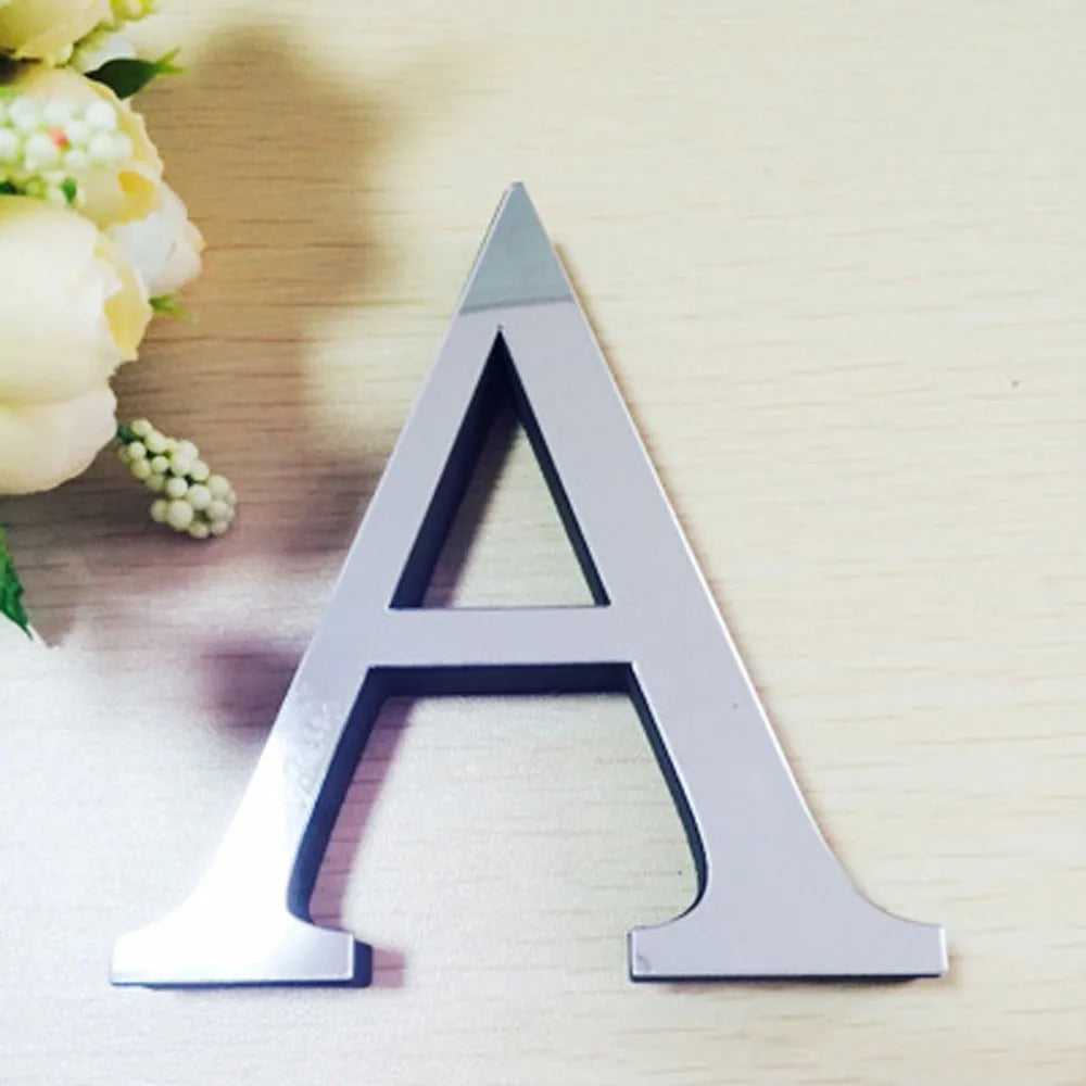 20cm Acrylic Mirror English Letters Wall Stickers Birthday Festival Party Wedding Home Decor Self-adhesive Alphabet Art Mural