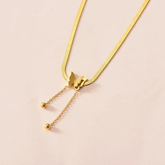 Vintage Butterfly Necklace Women Golden Stainless Steel Blade Snake Chains Aesthetic Charms Choker Women jewelry Gift To Muje