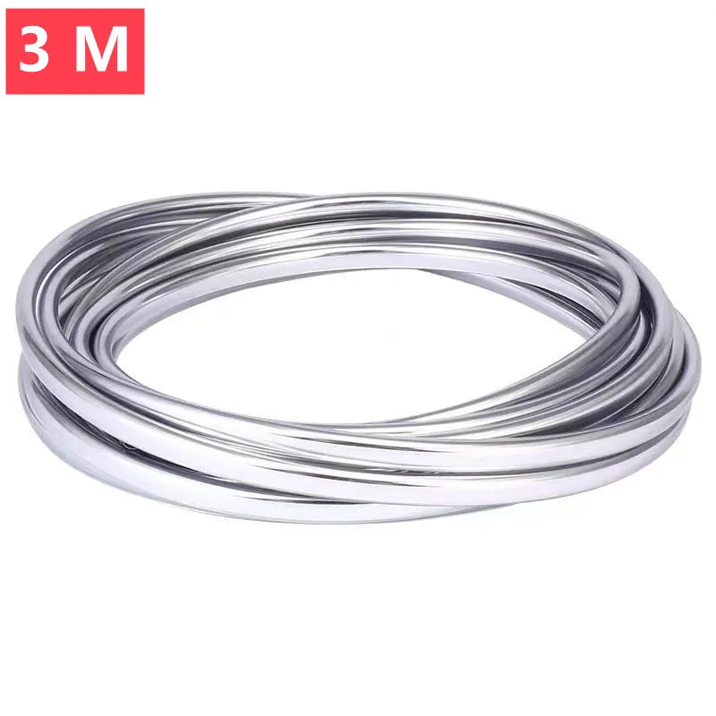 3/6M Car Door Chrome Moulding Trim Strip Edge Scratch Guard Protector Cover Strip Roll Chrome Styling Moulding Trim Strip - 3