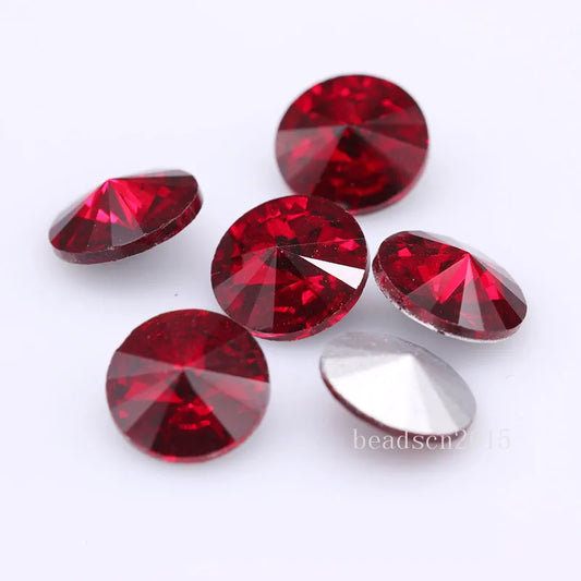 Fantastic 6/8/10/12/14/16/18/25MM Rivoli Cabochons Round Fancy Rhinestone Crystal For Applique Clothing Garment Decoration Be