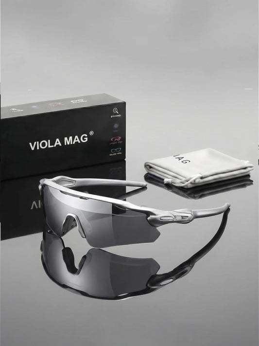 VIOLA MAG Integrated Half Frame Sunglasses, Color Film Unisex for Daily Travel Decoration, Anti Slip, with Mirror Bag