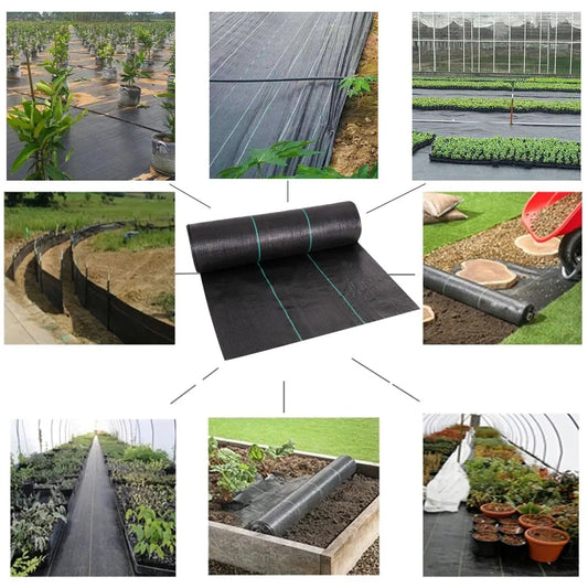16.4ft/32.8ft PE Woven Weed Control Fabric for Plant Anti Grass Agricultural Mulch Cloth Greenhouse Weeding Mat Water Permeab