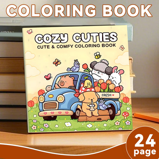 COZY CUTIES Cute & Comfy Coloring Book For Adults And Teens Kids Drawing Book Perfect Gift for Halloween Party and Birthday