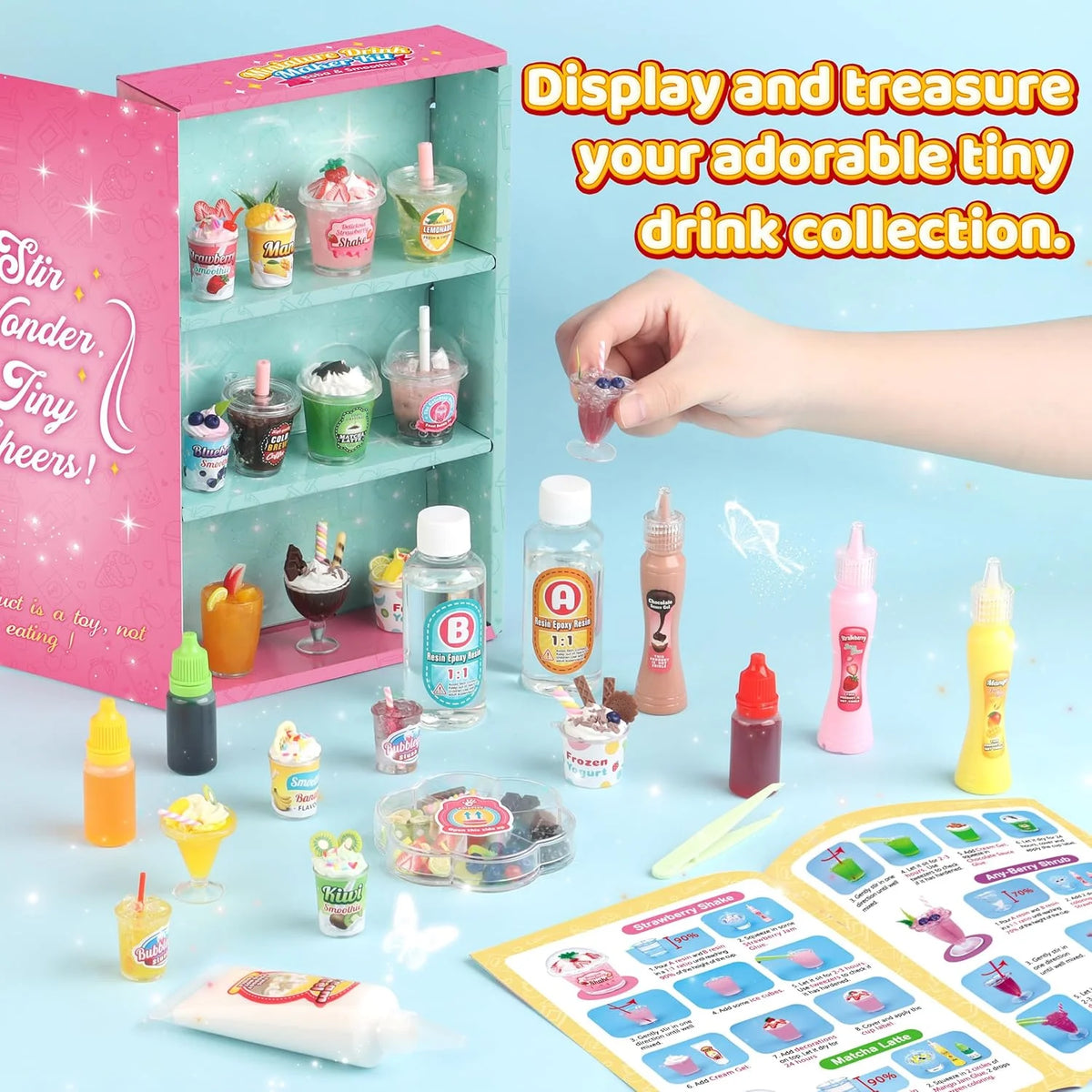 Miniature Drink Marker Kit, Miniature Food Toys, Kitchen Pretend Food DIY Crafts Kits for Kids Ages 8-12, Girls Gift for